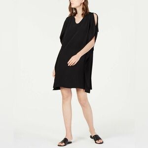 Eileen Fisher medium black cold shoulder dress